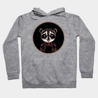 Hipster Common Raccoon Circle Design Hoodie